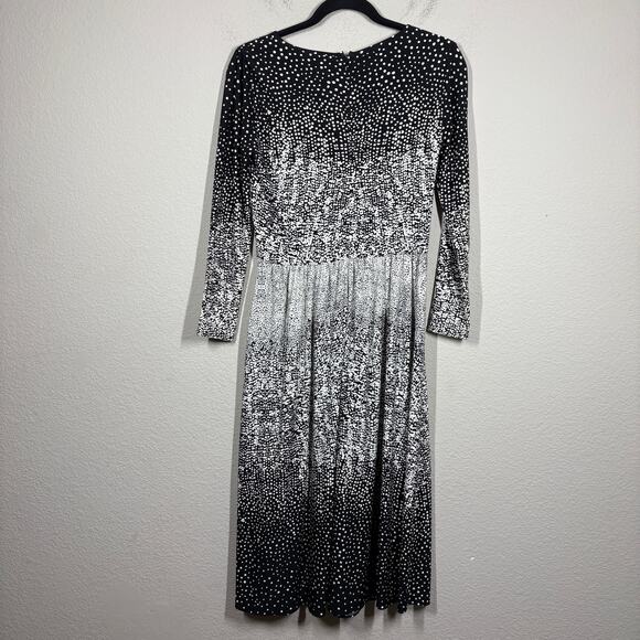 Tibi Womens Size 4 Polka Dot Midi Shift Dress Ombre V-Neck Hourglass Long Sleeve - Picture 2 of 9